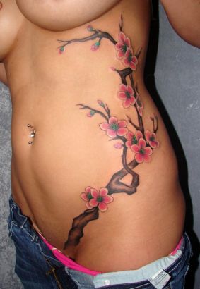 Cherry Blossom Branch Tattoo For Girl